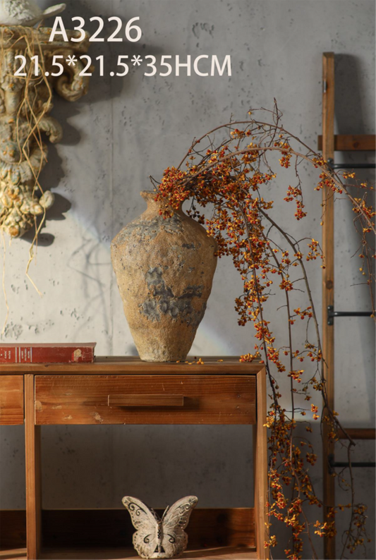 Terra Rustic Vase – Vintage Textured Decorative Flower Vase