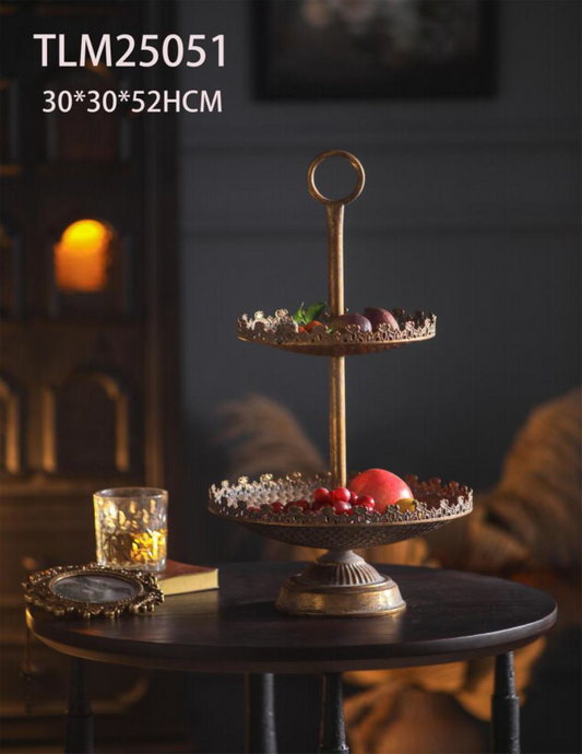 Heritage Crown Metal Tier Stand – Vintage 2-Tier Serving Display