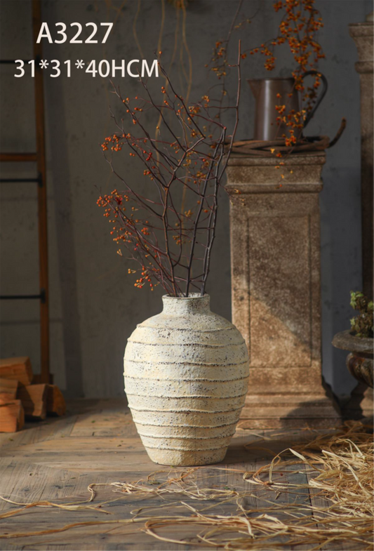 Luna Rustic Vase – Textured Vintage Decorative Flower Vase