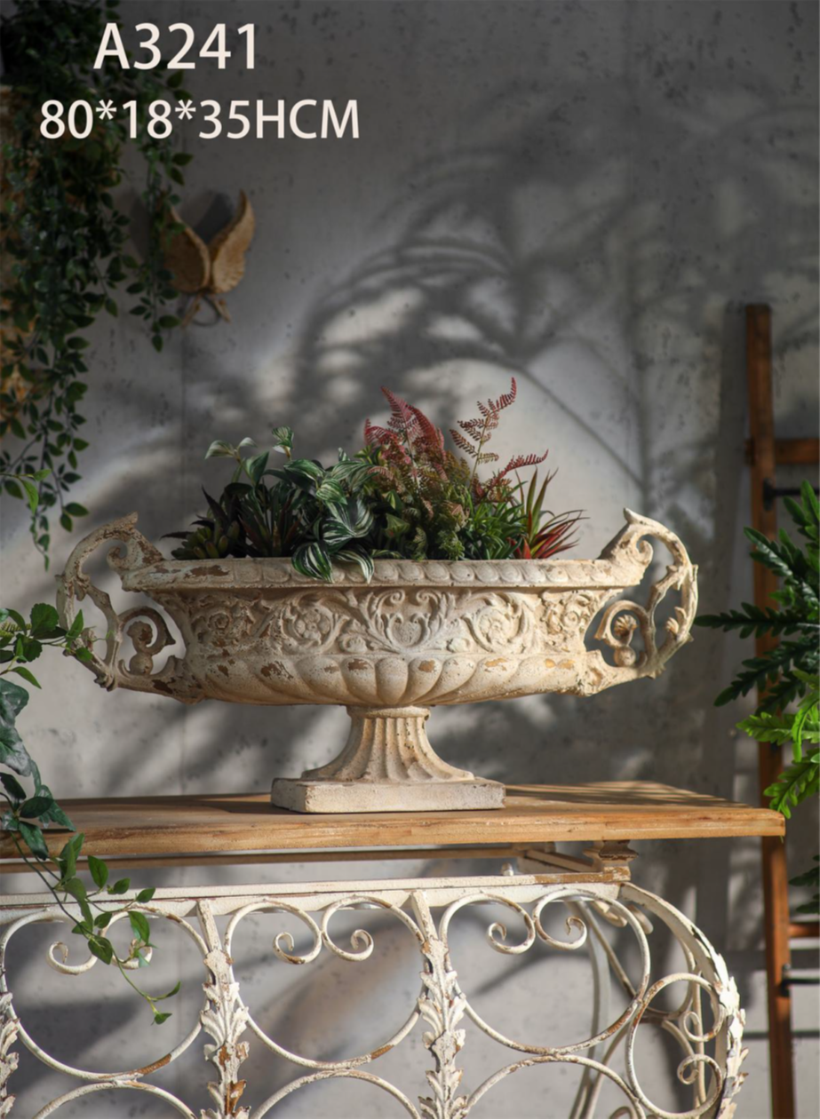 Verona Rustic Planter – Vintage Long Floral Urn