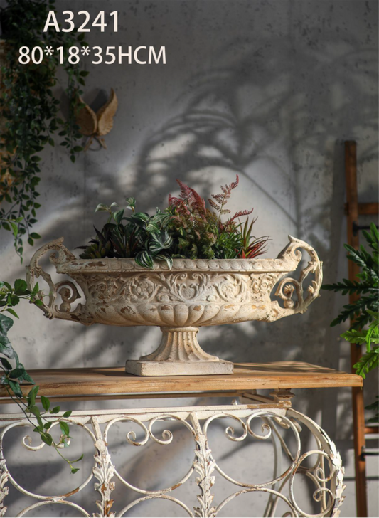 Verona Rustic Planter – Vintage Long Floral Urn