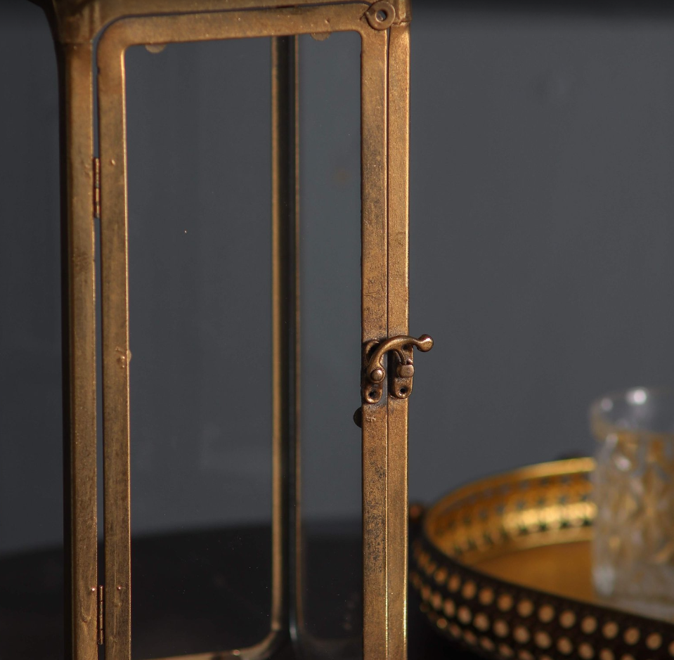 Aurevale Vintage Brass Glass Lantern Metal Candle Holder