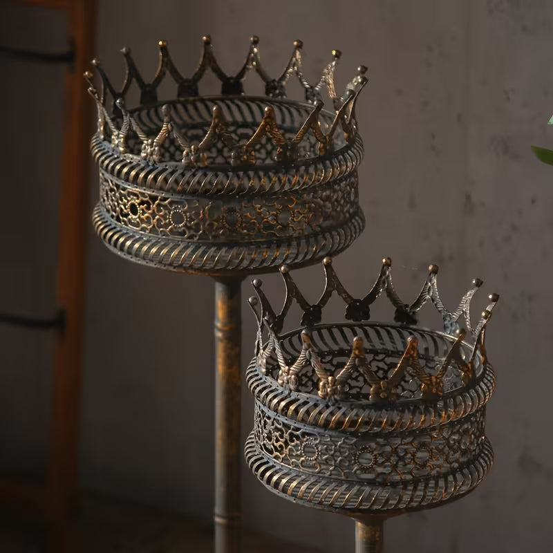 Verdant Crown Metal Planter Stands – Antique Rustic Pedestal Plant Holder