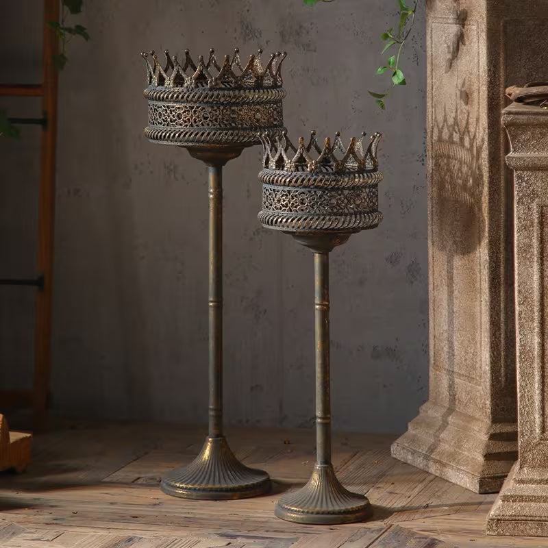 Verdant Crown Metal Planter Stands – Antique Rustic Pedestal Plant Holder