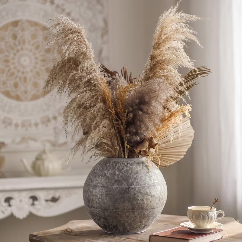 Marblea Rustic Vase – Textured Metal Decorative Flower Vases
