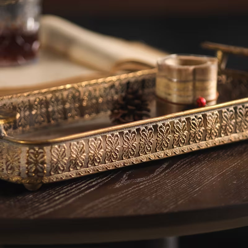 Royal Antique Metal Serving Tray Set – Vintage Embossed Duo