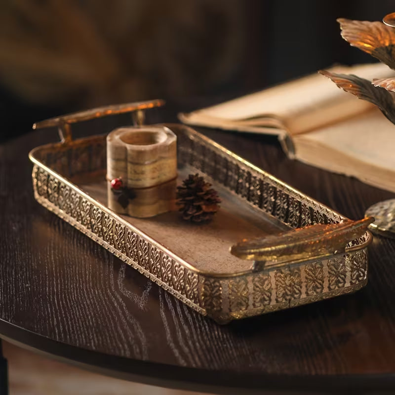 Royal Antique Metal Serving Tray Set – Vintage Embossed Duo