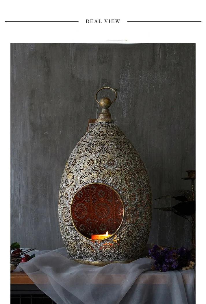 European-Style Retro Art Cutout Carvings Iron Candlestick Stand in