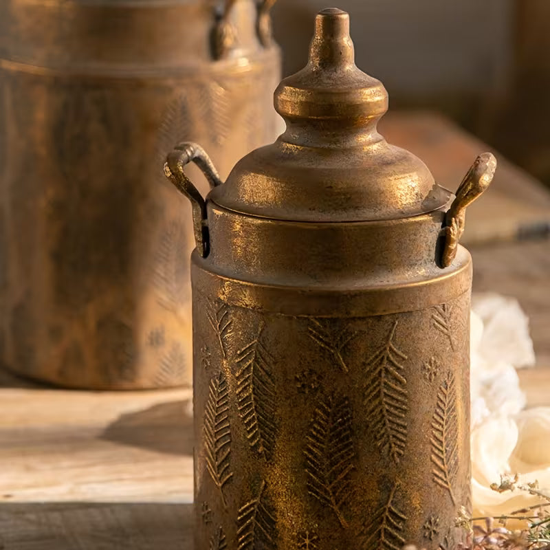Sorrento Rustic Vase- Vintage Metal Floral Container