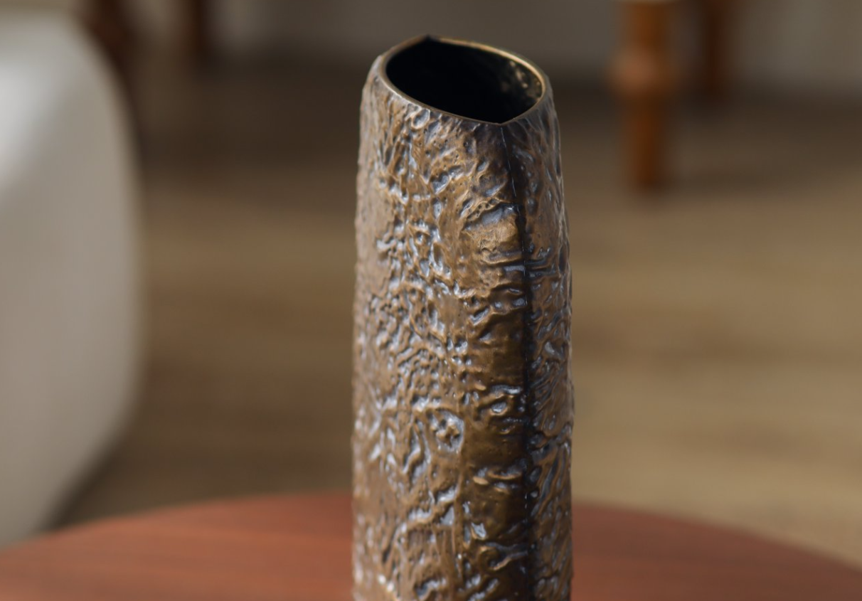 Aureline Crinkle Bronze Sculptural Vase