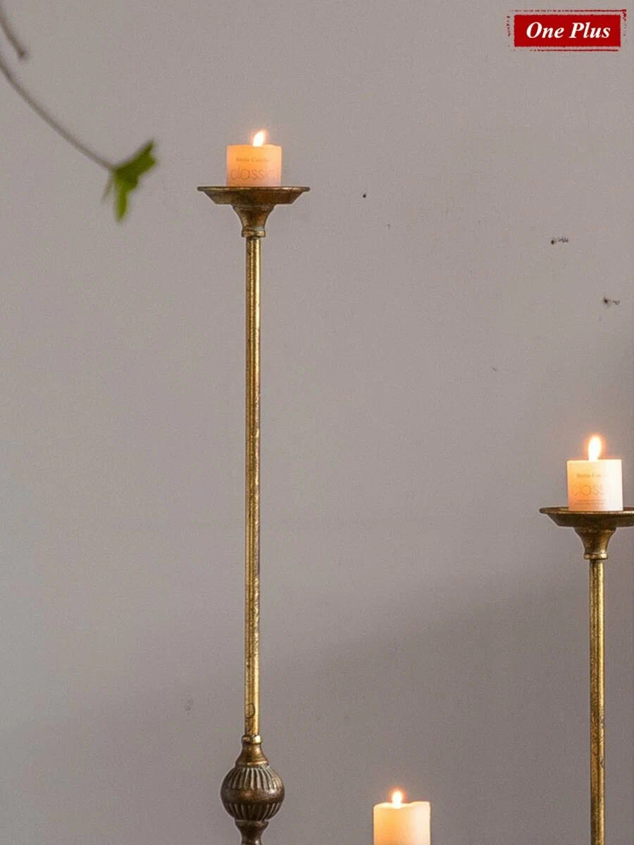 Rustic Floor Candle Stand  – Vintage Tall Metal Candle Holder